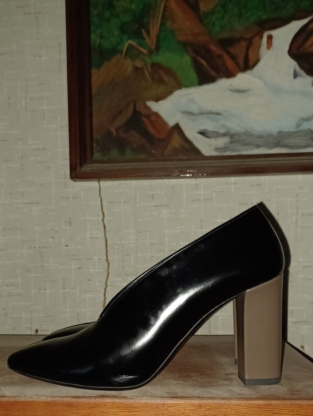 Via Spiga Italian Baran Classic Black Block Heel Pumps - Women's Dress Shoes